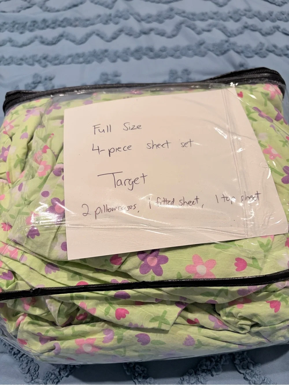 Target Yellow Floral Cotton Sheet Set with Pink & Purple Flowers- Full Size